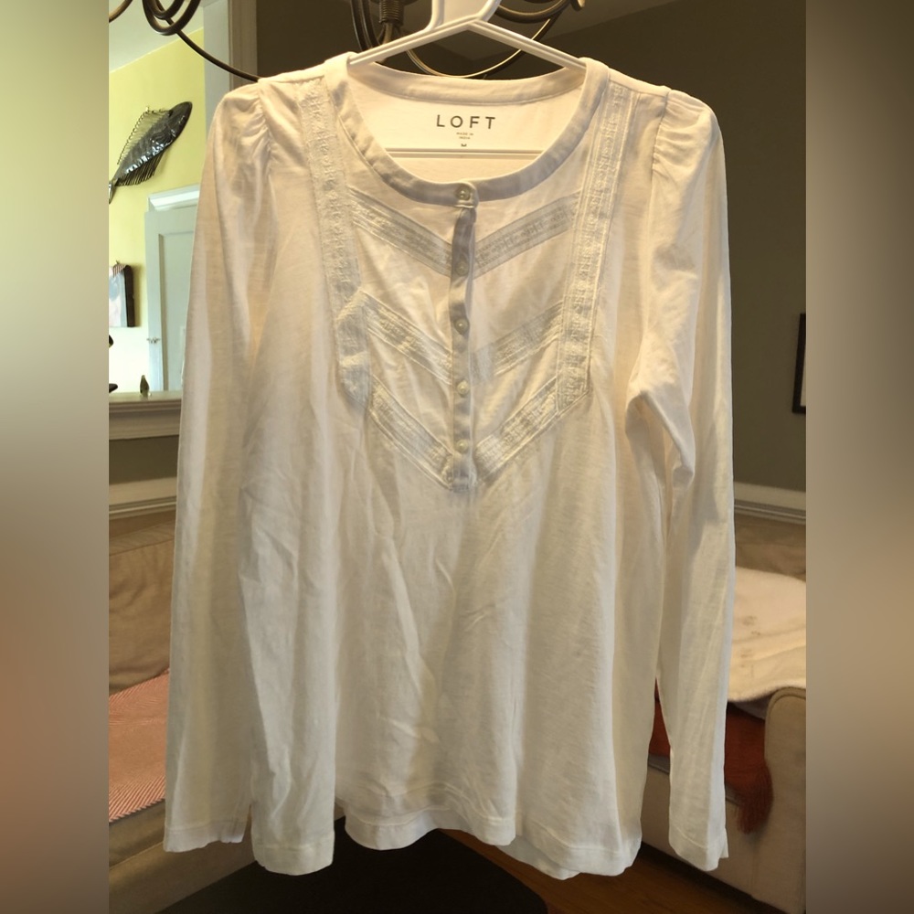 Loft long-sleeve cream colored top, Size M